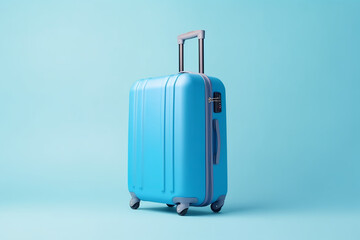 blue suitcase, travel vacation concept with empty space photo, minimal style, isolated background - Generative AI