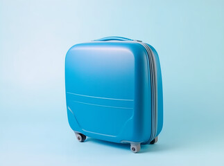Fototapeta na wymiar blue suitcase, travel vacation concept with empty space photo, minimal style, isolated background - Generative AI