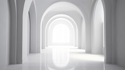 White Abstract Modern Architecture Interior Background. Generative AI.