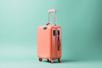 orange suitcase, travel vacation concept with empty space photo, minimal style, isolated background - Generative AI