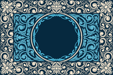 Decorative ornate retro floral blank card