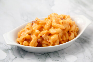 Freshly prepared baked macaroni