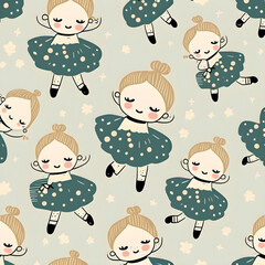 cute ballerina print pattern for baby generative ai