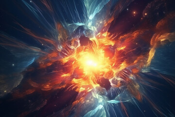 Big bang in outer space. Photorealistic generative art