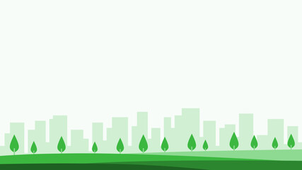 silhouette of green city landscape with some trees. world environment day theme background