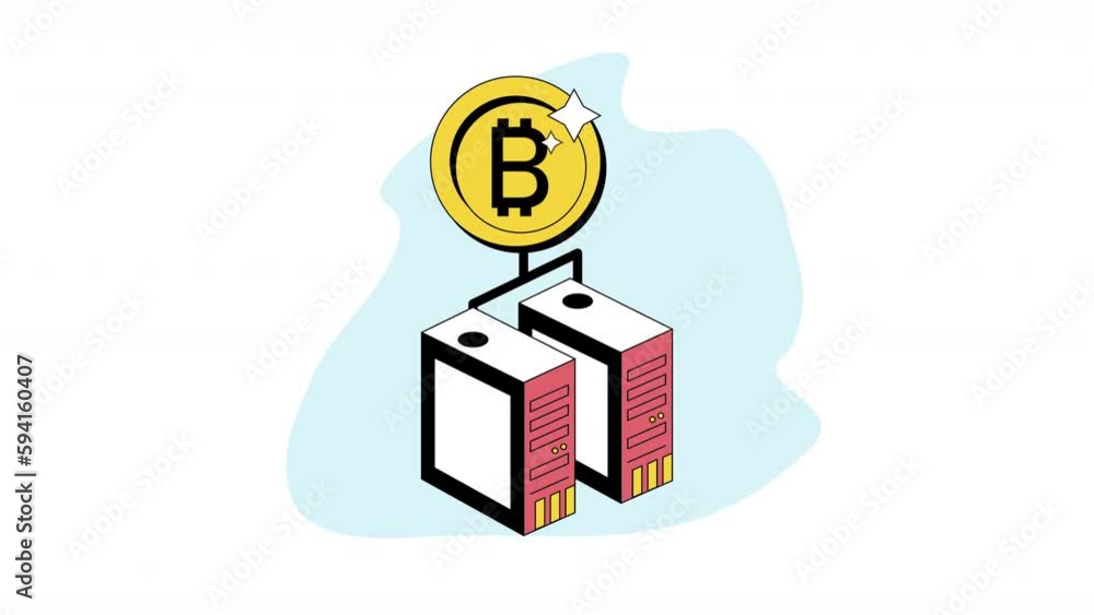 Poster bitcoin in network servers animation