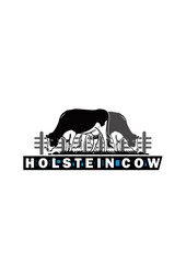 DAIRY MILK COW LOGO, silhouette of great cattle standing vector illustrations