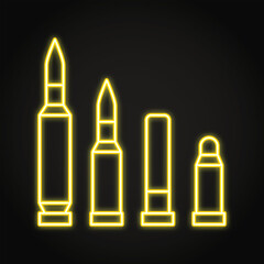 Obraz premium Military ammunition neon line icon