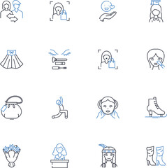 Fototapeta premium Duchess line icons collection. Royal, Aristocrat, Noble, Wealthy, Elegant, Sophisticated, Graceful vector and linear illustration. Fashionable,Prestigious,Grand outline signs set