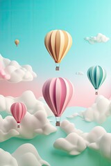 Colorful balloons flotaing. Generative AI