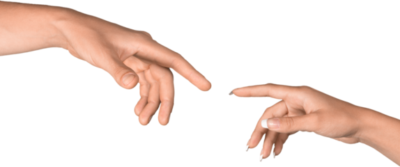 People Reaching to Touch Fingers