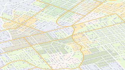 Location tracks dashboard. Isometric town roadmap. City streets and blocks, route distance data, path turns and destination tag or mark. City top view. Isometric