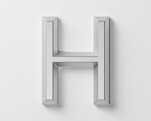 Letters made of metal. 3d illustration of iron alphabet isolated on white background