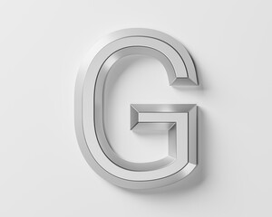 Letters made of metal. 3d illustration of iron alphabet isolated on white background