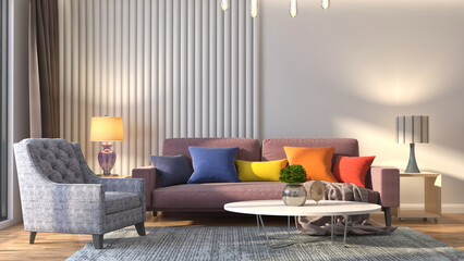 Interior of the living room. 3D illustration