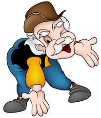 Cheerful Grandfather with Outstretched Open Arms 