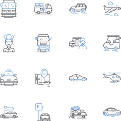 Delivery line icons collection. Shipment, Transport, Logistics, Dispatch, Conveyance, Freight, Consignment vector and linear illustration. Distribution,Carriage,Transfer outline signs set