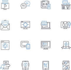 Portable device line icons collection. Compact, Lightweight, Convenience, Mobility, Versatility, Efficient, Portable vector and linear illustration. Flexibility,User-friendly,Handheld outline signs