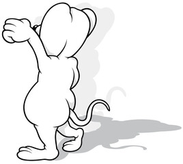Drawing of a Mouse with a Raised Paw from Side View
