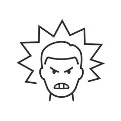 Anger line icon. Symbol of stress, anxiety, headache. Vector illustration. Editable stroke.