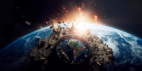 Fototapeta na wymiar Time of doomsday for the planet, ecological catastrophe Generative AI