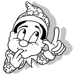 Drawing of a Magician Pointing a Finger