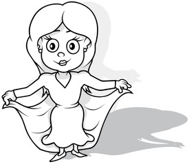 Drawing of a Fairy with Long Hair in a Dress