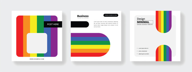 LGBTI+ community templates, minimalistic social media posts, lesbian, gay, bisexual, transgender, intersex, coloured gradient background, vector, sex orientation, gender identity, thematic template