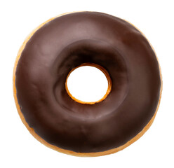 Sweet chocolate iced glazed donuts on white background, Delicious chocolate glazed donuts on white background PNG File.