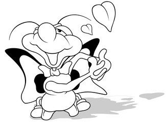 Drawing of a Kneeling Butterfly in Love