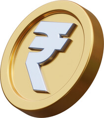Golden rupee coin 3d render illustration
