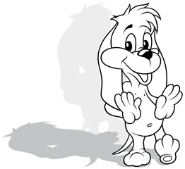 Drawing of a Smiling Doggy Standing on Hind Legs from Front View