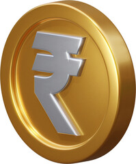 Golden rupee coin 3d render illustration