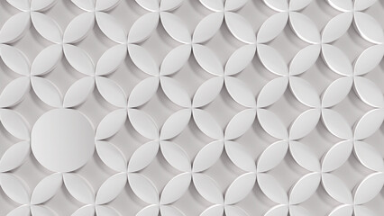 Abstract 3D geometric background.Pattern with white interlocking circles.