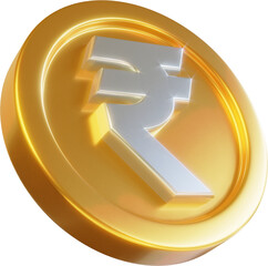 Golden rupee coin 3d render illustration