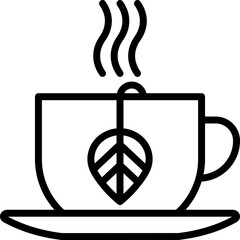 Cup with herbal tea thin line icon. Modern vector illustration.