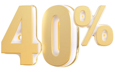 Discount Number 40 Percent 3d Gold Number