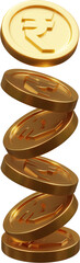 Golden rupee coins 3d render illustration
