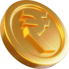 Golden rupee coin 3d render illustration