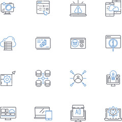 Interactive-based line icons collection. immersive, responsive, dynamic, multimedia, engaging, collaborative, personalized vector and linear illustration. innovative,interactive,adaptive outline signs