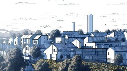 An illustration of a sustainable city featuring green buildings and urban forestry. Parks, community gardens, and urban wildlife, with trees enhancing air quality and climate resilience. Generative AI