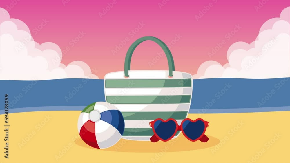 Canvas Prints travel bag and vacations icons animation