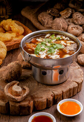 Chinese braised fish maw soup with shiitake mushrooms, Chinese vegetarian food festival
