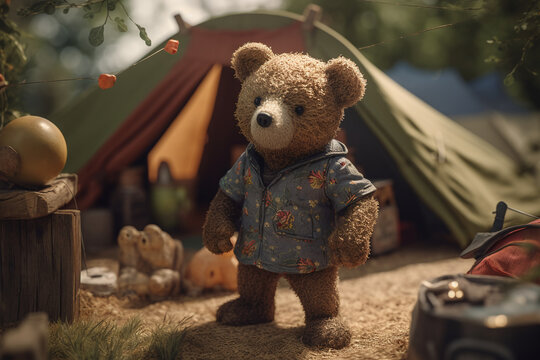 Mignon petit ours faisant du camping &raquo; IA g&eacute;n&eacute;rative