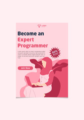 IT Hijab woman expert programmer flyer template