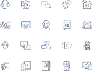 Articulation line icons collection. Pronunciation, Diction, Enunciation, Vocalization, Articulatory, Speech, Clarity vector and linear illustration. Phtics,Accent,Utterance outline signs set