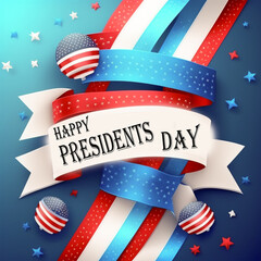 Happy_Presidents_Day_banner_with_grosgrain_ribbon generative AI - obrazy, fototapety, plakaty