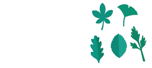 set of green leaves icons