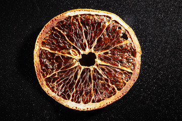 Close-up of a dried orange cross section