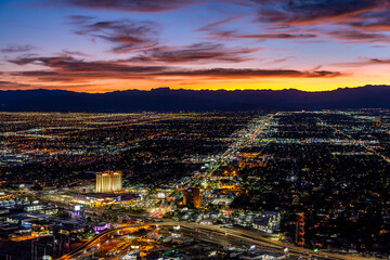 Fototapeta na wymiar Las Vegas, Nevada, USA - Sunset over the city skyline